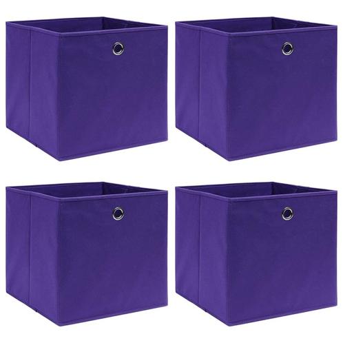 vidaXL Opbergboxen 4 st 28x28x28 cm nonwoven stof paars, Doe-het-zelf en Bouw, Kratten en Dozen, Nieuw, Verzenden