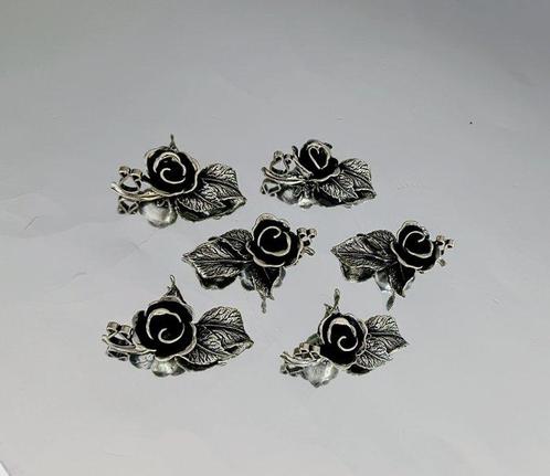 Art de la Table - Set of 6 Rose Place Holders - Miniatuur, Antiek en Kunst, Antiek | Zilver en Goud