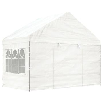 vidaXL Prieel met dak 4,08x2,23x3,22 m polyetheen wit, Verzenden