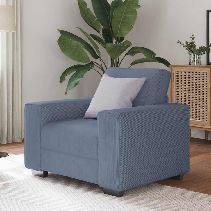 vidaXL Sofastoel Blauw 60 cm Corduroy Stof, Huis en Inrichting, Zetels | Zetels, Nieuw, Verzenden