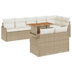 vidaXL Tuinbank Set met opslag 9 pcs Beige Poly rattan, Verzenden, Nieuw