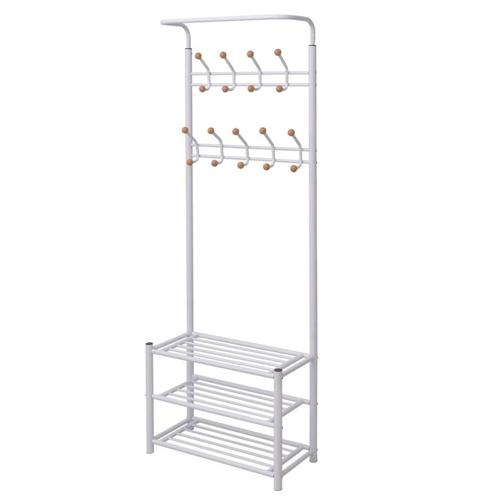 vidaXL Kledingrek met schoenenopberger 68x32x182,5 cm wit, Huis en Inrichting, Woonaccessoires | Kapstokken, Nieuw, Verzenden