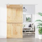 vidaXL Schuifdeur met beslag 100x210 cm massief grenenhout, Doe-het-zelf en Bouw, Deuren en Vliegenramen, Verzenden, Nieuw
