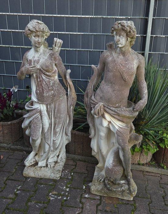 Sculptuuur voor buiten, Apollo & Atemis - 145 cm - Hars,, Antiek en Kunst, Curiosa en Brocante