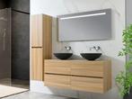 Veiling - Badkamermeubel 130 cm - Licht hout decor + zwarte