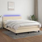 vidaXL Boxspring met matras en LED stof crèmekleurig 140x200, Huis en Inrichting, Slaapkamer | Bedden, Verzenden, Nieuw