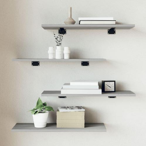 vidaXL Wandschappen 4 st 60x20x1,5 cm bewerkt hout grijs, Huis en Inrichting, Woonaccessoires | Wandplanken en Boekenplanken, Nieuw