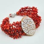 Bloedkoraal - Zilver - Armband - CORALLO MEDITERRANEO, Antiek en Kunst