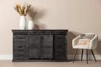 Dressoir Mangohout Milan 190 Zwart, Huis en Inrichting, Kasten | Dressoirs, Verzenden, Nieuw