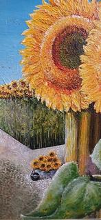 Myrte F. Banen - Zonnebloemen en schuur, Antiek en Kunst