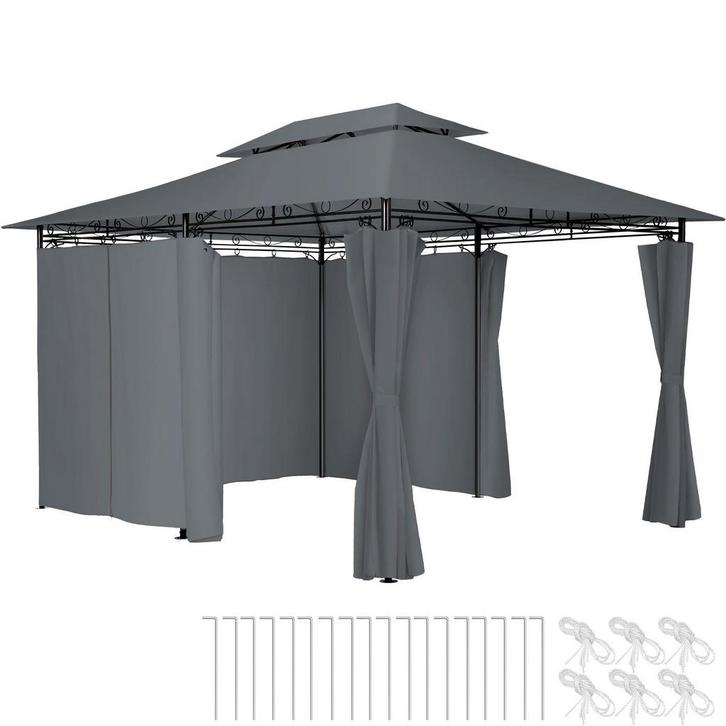 tectake Luxe tuinpaviljoen Emine 4x3m met 6 zijdelen - antra, Jardin & Terrasse, Tonnelles, Envoi