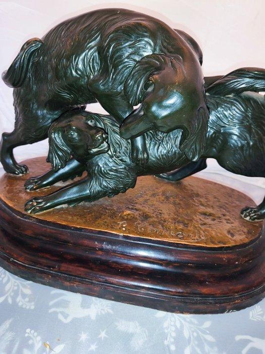 P. Carriera - sculptuur, Deux lévriers borzoï - 30 cm -, Antiquités & Art, Antiquités | Céramique & Poterie