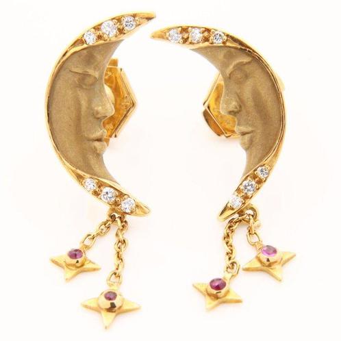 Oorbellen - 18 karaat Geel goud Diamant (Natuurlijk), Handtassen en Accessoires, Oorbellen