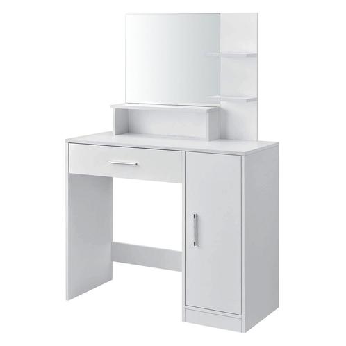 Moderne Make-up Tafel met Grote Spiegel en Opslag - Wit, Huis en Inrichting, Tafels | Kaptafels, Nieuw, Hout, 150 tot 200 cm, 50 tot 100 cm