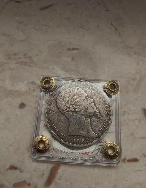 Italië, Savoye Vittorio Emanuele II. 5 Lire 1852 Genova, Postzegels en Munten, Munten | Europa | Niet-Euromunten