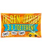 Gevelvlag Ik Ben Jarig 3x Toeteren! 1,5m, Nieuw, Verzenden
