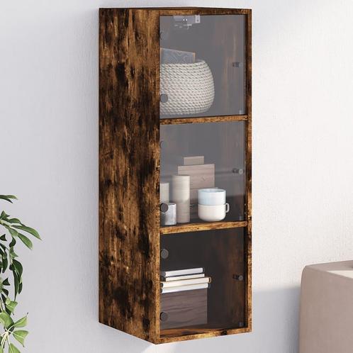 vidaXL Wandkast met glazen deuren 35x37x100 cm gerookt, Huis en Inrichting, Kasten | Overige, Nieuw, Verzenden