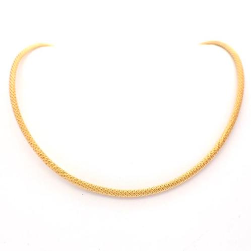 18 K. Gouden kabel collier | 42 cm (sierslot) (sierslot), Handtassen en Accessoires, Kettingen, Overige kleuren, Gebruikt, Goud