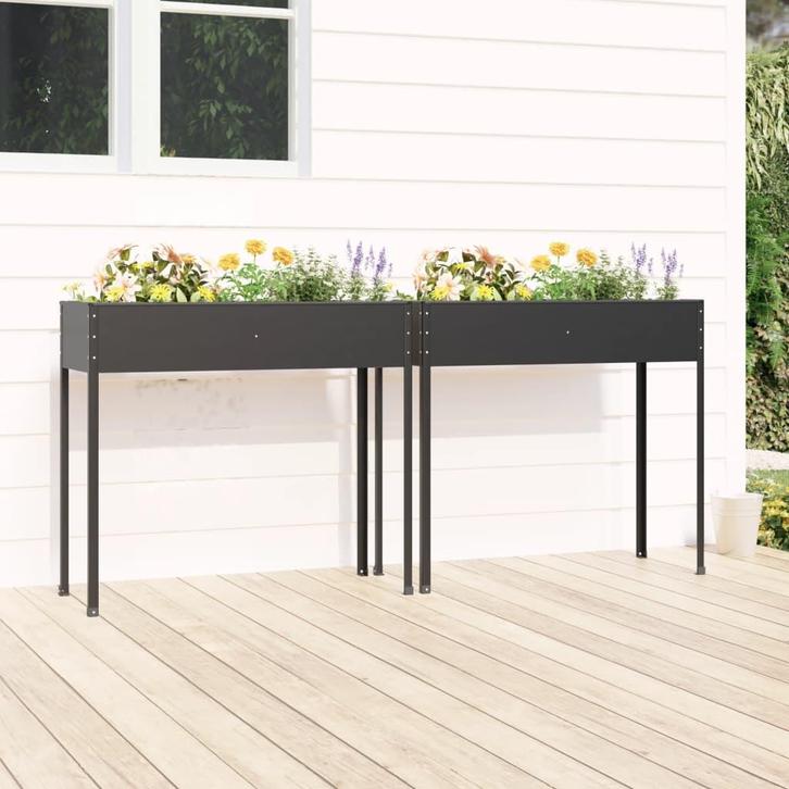 vidaXL Plantenbakken 2 st gegalvaniseerd staal, Tuin en Terras, Bloempotten, Nieuw, Verzenden