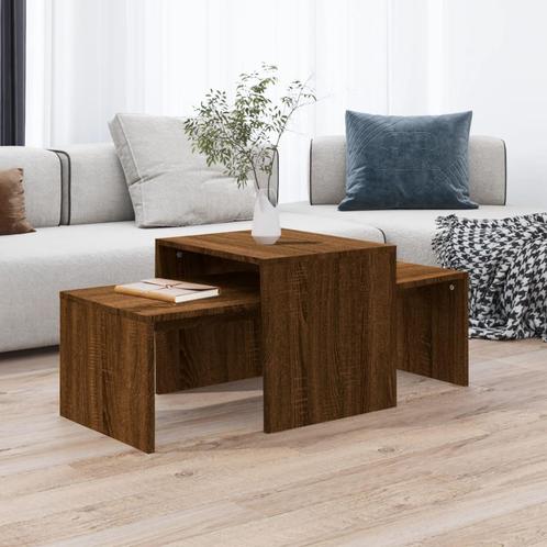 vidaXL Salontafelset 100x48x40 cm bewerkt hout bruin, Huis en Inrichting, Tafels | Salontafels, Nieuw, Verzenden