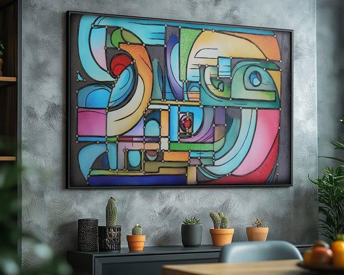 Ksavera - Cubism A1422 - abstract painting on XXL canvas, Antiek en Kunst, Kunst | Schilderijen | Modern