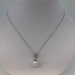 Collier - 18 carats Or blanc Perle - Diamant