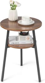 2dekans | COSTWAY Ronde Bijzettafel, 2-Tier Industriële Sofa, Ophalen of Verzenden, Nieuw