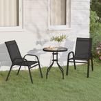 vidaXL Ensemble de bistro de jardin 3 pcs Noir, Tuin en Terras, Verzenden