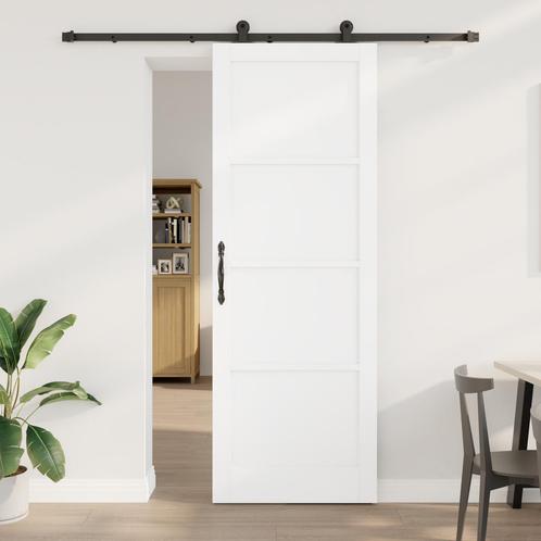 vidaXL Schuifdeur met Hardware Set ORKDALWit Massief, Doe-het-zelf en Bouw, Deuren en Vliegenramen, Nieuw, Verzenden
