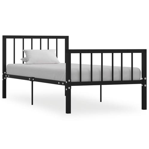 vidaXL Cadre de lit Noir Métal 90 x 200 cm, Maison & Meubles, Chambre à coucher | Lits, Neuf, Envoi