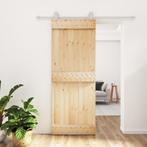 vidaXL Schuifdeur met beslag 80x210 cm massief grenenhout, Doe-het-zelf en Bouw, Deuren en Vliegenramen, Verzenden, Nieuw