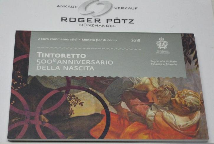 2 Euro 2018 San Marino Tintoretto im Originalfolder koper..., Postzegels en Munten, Munten | Europa | Euromunten, België, Verzenden