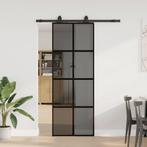 vidaXL Schuifdeur met beslagset 76x205 cm gehard glas zwart, Doe-het-zelf en Bouw, Deuren en Vliegenramen, Verzenden, Nieuw