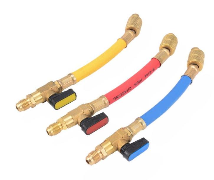 3 stuks Manometer slangen, koppel Set met kranen voor R32..., Auto-onderdelen, Airco en Verwarming, Nieuw, Verzenden
