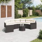 vidaXL Canapé de jardin table coussins demi-rond noir, Jardin & Terrasse, Verzenden, Neuf