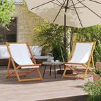 vidaXL Chaises de plage pliables lot de 2 blanc crème, Neuf, Verzenden