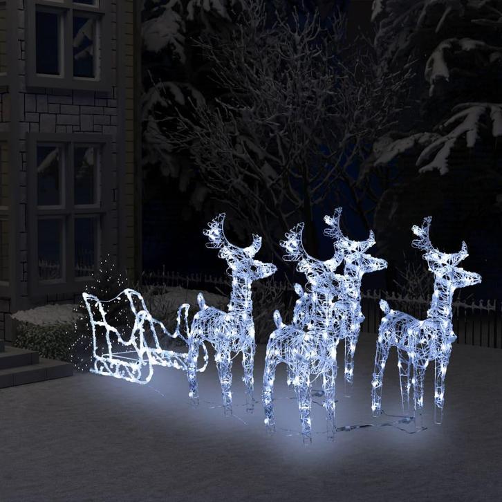 vidaXL Kerstdecoratie rendieren en slee 280x28x55 cm acryl, Diversen, Kerst, Nieuw, Verzenden
