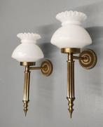 Wandkandelaar (2) - Style Empire - Messing, Opaline