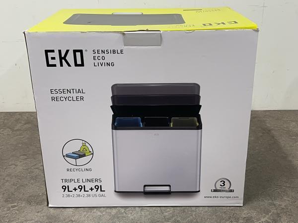Veiling - EKO prullenbak Essential Recycler 3x9L mat RVS, Huis en Inrichting, Woonaccessoires | Prullenbakken