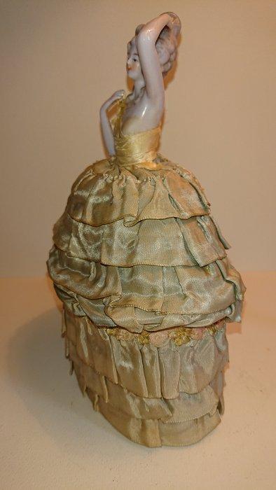 Sieradendoos - Half Doll - Porselein. Stoffen - Porseleinen, Antiek en Kunst, Antiek | Glaswerk en Kristal