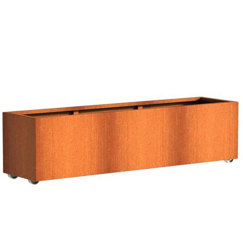 Cortenstaal plantenbak 200x50x50cm - Met wielen, Tuin en Terras, Bloembakken en Plantenbakken, 30 tot 60 cm, 100 cm of meer, Tuin