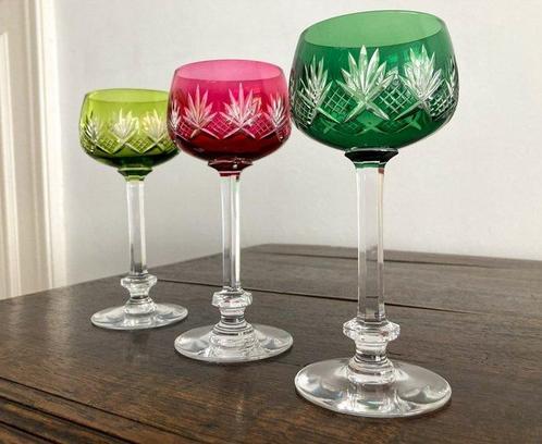 Rare lot de 3 verres Val Saint Lambert couleur cristal,, Antiquités & Art, Antiquités | Verre & Cristal