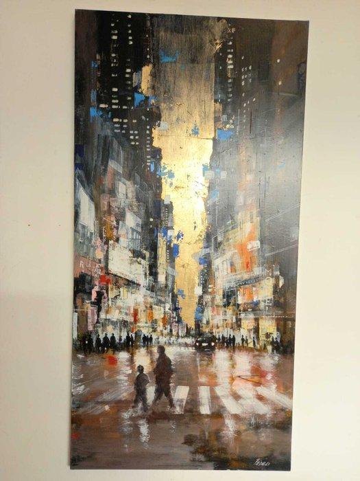 Paolo Fedeli - Metropolitan night, Antiek en Kunst, Kunst | Schilderijen | Modern