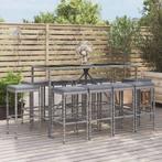 vidaXL 11-delige Tuinbarset met kussens poly rattan grijs, Tuin en Terras, Verzenden, Nieuw