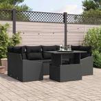 vidaXL Tuinbank Set met opslag 7 pcs Zwart Poly rattan, Verzenden, Nieuw