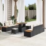 vidaXL 8-delige tuinsofa set met kussens zwart poly rattan, Tuin en Terras, Verzenden, Nieuw