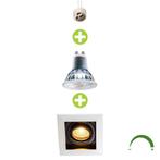 LED 5.5W Inbouwspot wit met zwart zwart vierkant Netstroom, Huis en Inrichting, Lampen | Spots, Nieuw, Plafondspot of Wandspot