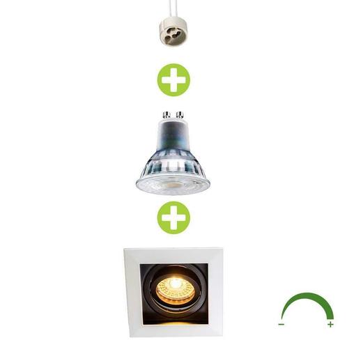 LED 5.5W Inbouwspot wit met zwart zwart vierkant Netstroom, Maison & Meubles, Lampes | Spots, Envoi