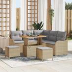 vidaXL Tuinbank Set 8 pcs Beige poly rattan, Tuin en Terras, Verzenden, Nieuw