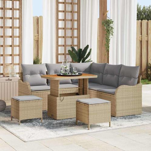 vidaXL Tuinbank Set 8 pcs Beige poly rattan, Tuin en Terras, Tuinsets en Loungesets, Nieuw, Verzenden